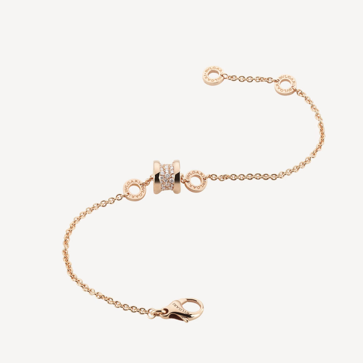 [AURORA]ZERO 1 SOFT PINK GOLD WITH PAVED DIAMONDS ON THE SPIRAL BRACELET