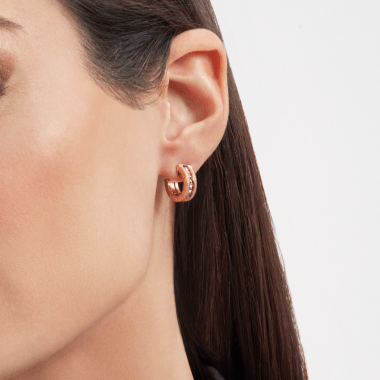 [AURORA]ZERO 1 ROCK GOLD EARRINGS WITH STUDDED SPIRAL AND PAVED DIAMONDS