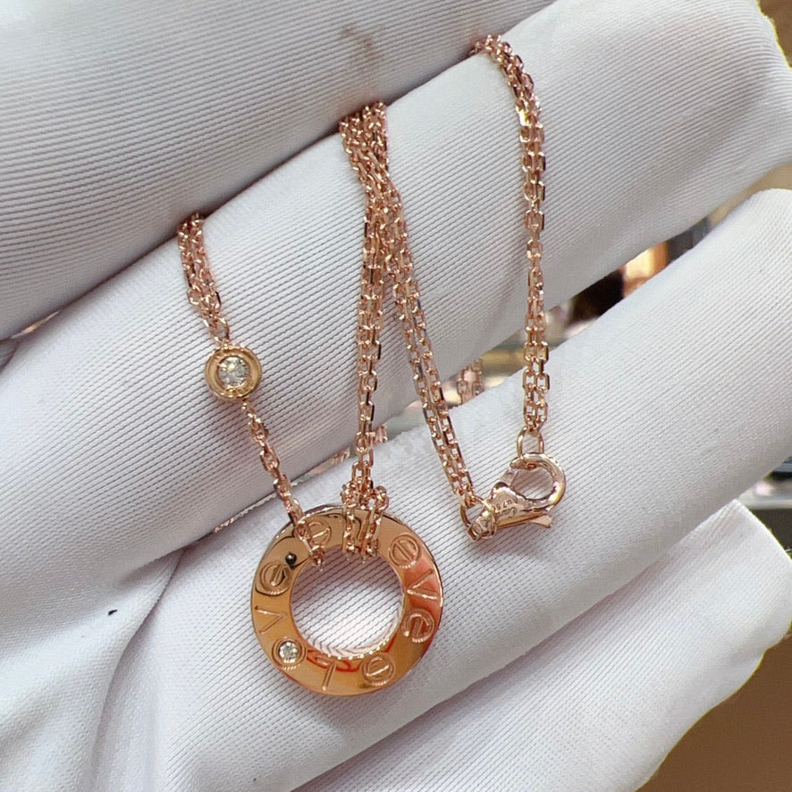 [AURORA]LOVE NECKLACE 16MM 2 DIAMONDS