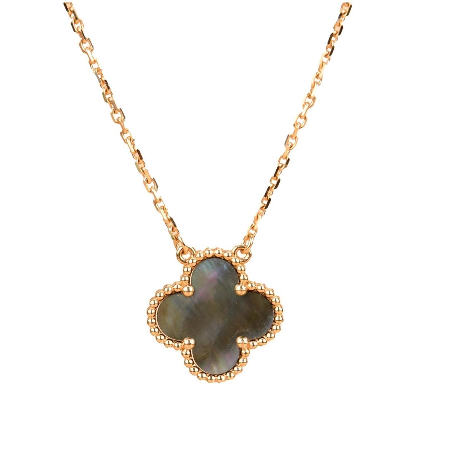 [AURORA]CLOVER 15MM  GRAY MOTHER OF PEARL NECKLACE