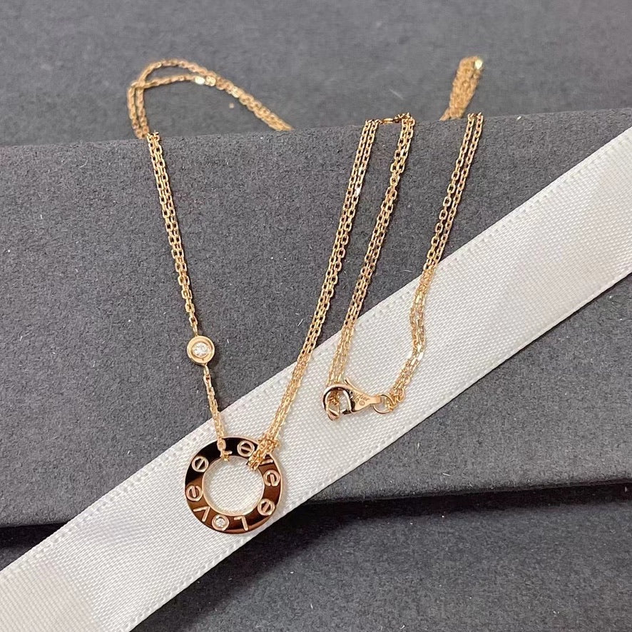 [AURORA]LOVE NECKLACE 16MM 2 DIAMONDS
