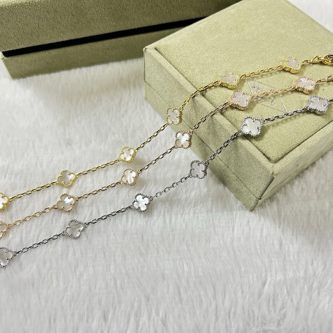 [AURORA]CLOVER 6 MOTIF WHITE MOP BRACELET