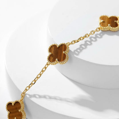 [AURORA]CLOVER 10 MOTIFS TIGER EYE NECKLACE