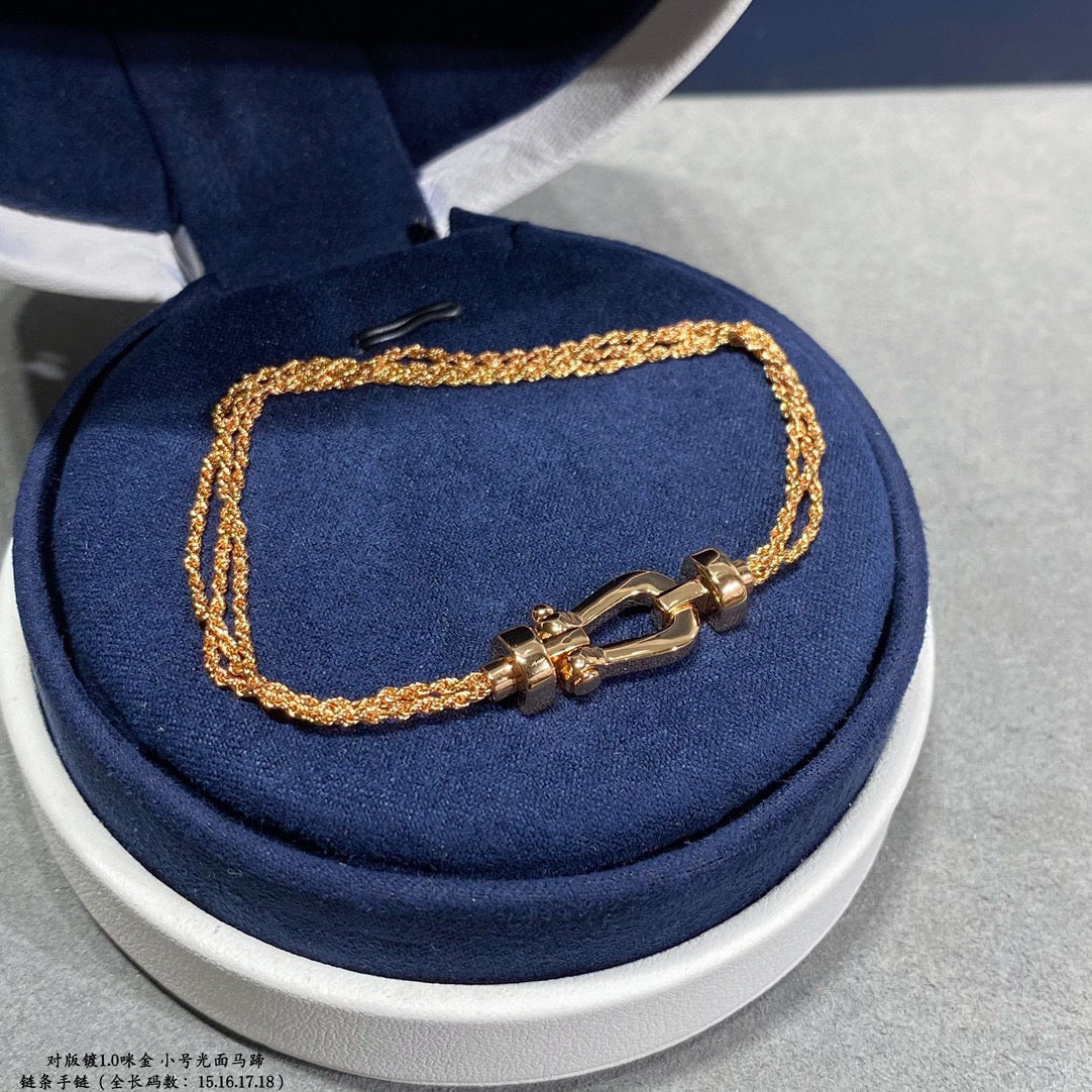 [AURORA]FORCE SMALL HORSESHOE  DIAMOND CHAIN ROPE BRACELET