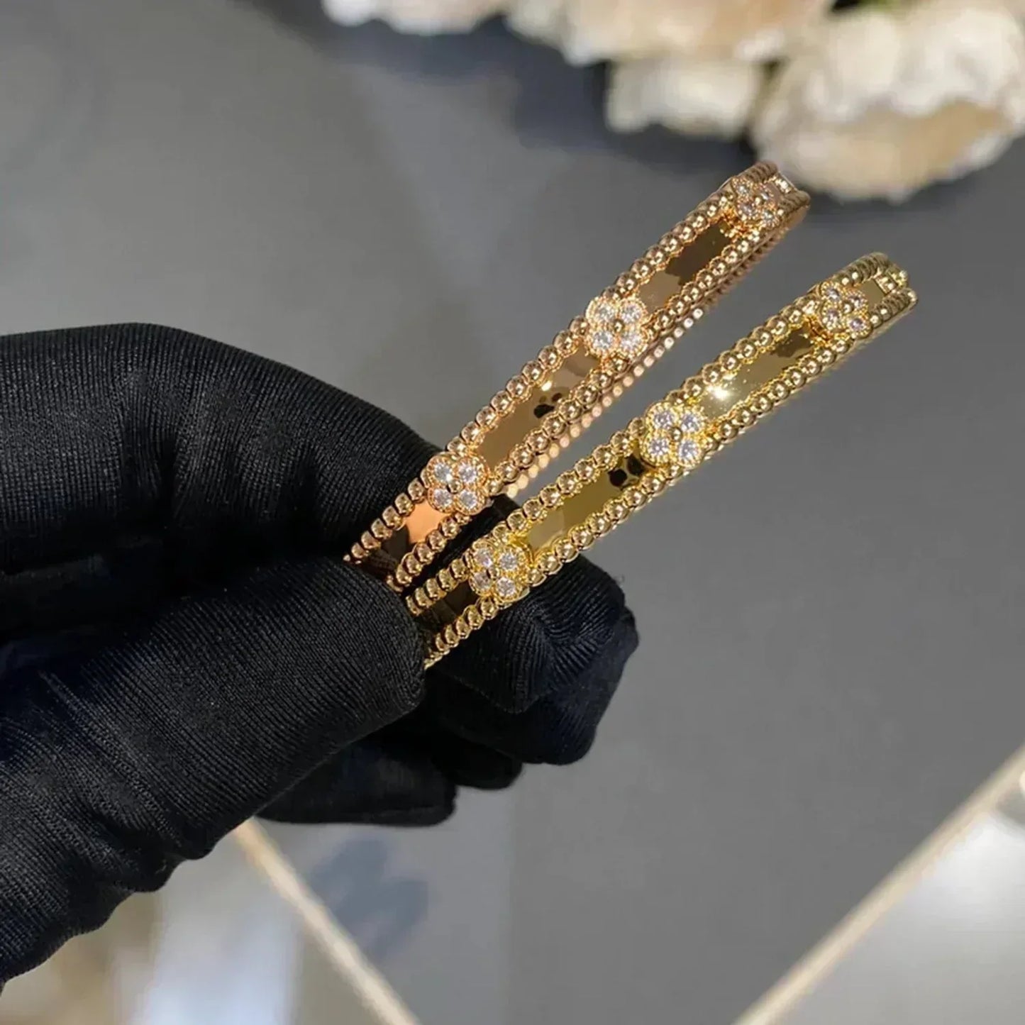 [AURORA]CLOVER BRACELET 4MM DIAMONDS