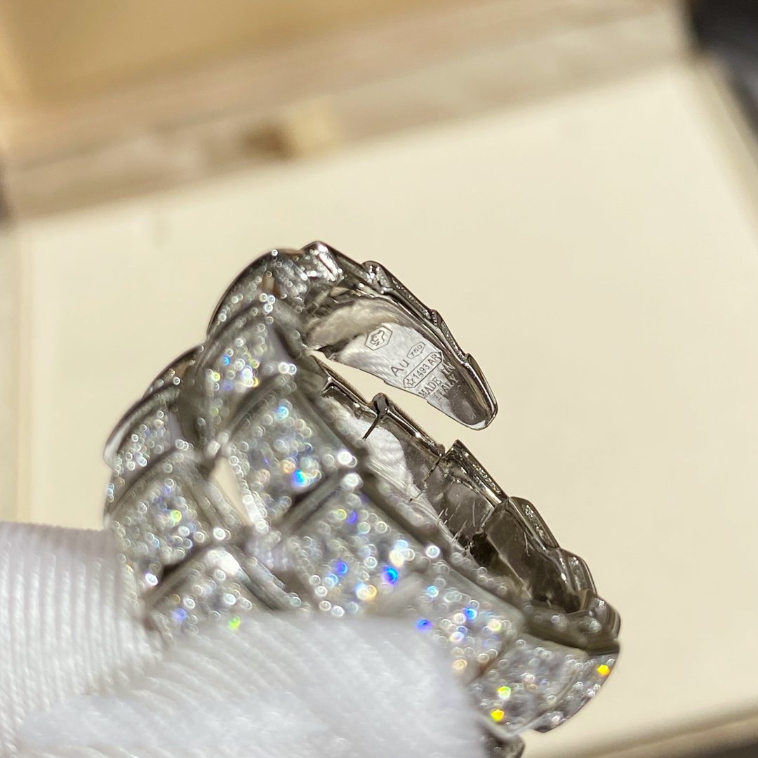 [AURORA]SERPENTI DOUBLE RING SILVER DIAMOND PAVED
