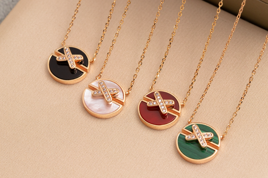 [AURORA]JEUX DE PINK GOLD DIAMOND NECKLACE