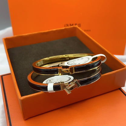 [AURORA]CLASSIC HM CLIC BLACK 8MM ENAMEL BRACELET