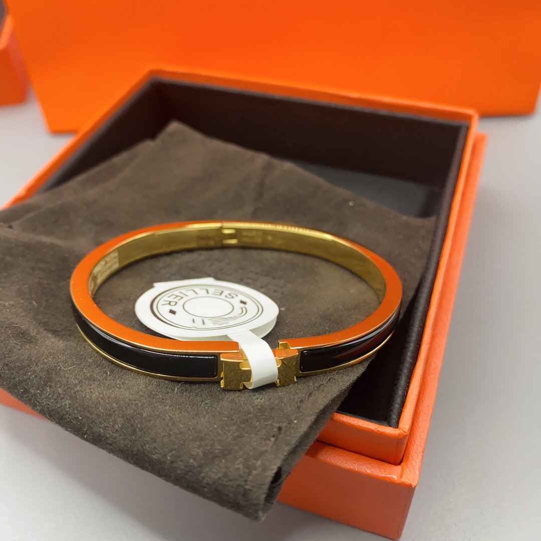[AURORA]CLASSIC HM CLIC BLACK 8MM ENAMEL BRACELET