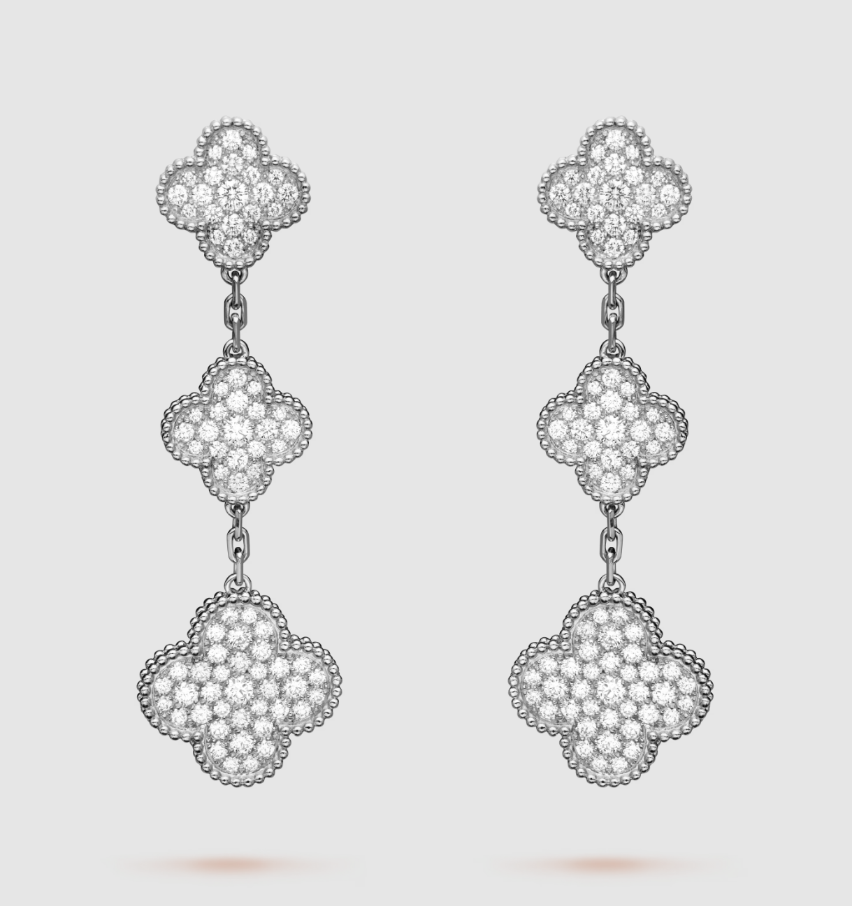 [basloveJW]Ohrhänger aus Silber mit Kleeblatt-Motiv und Diamanten