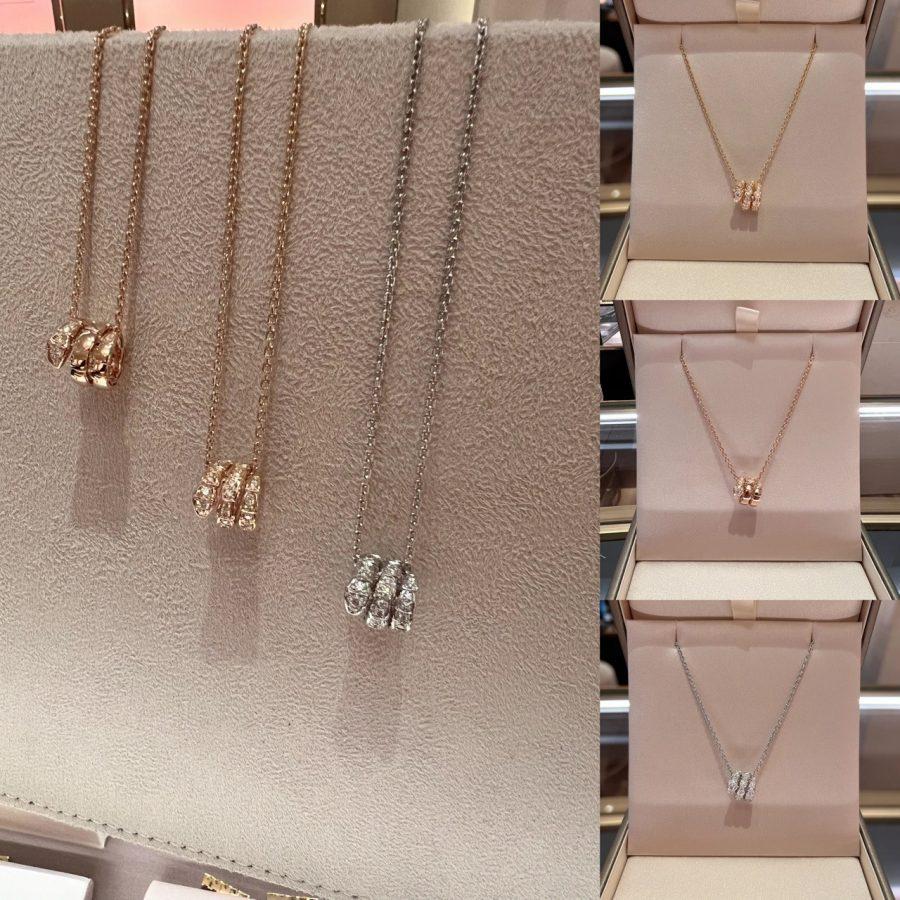 [AURORA]SERPENTI  NECKLACE DOUBLE RING DIAMOND
