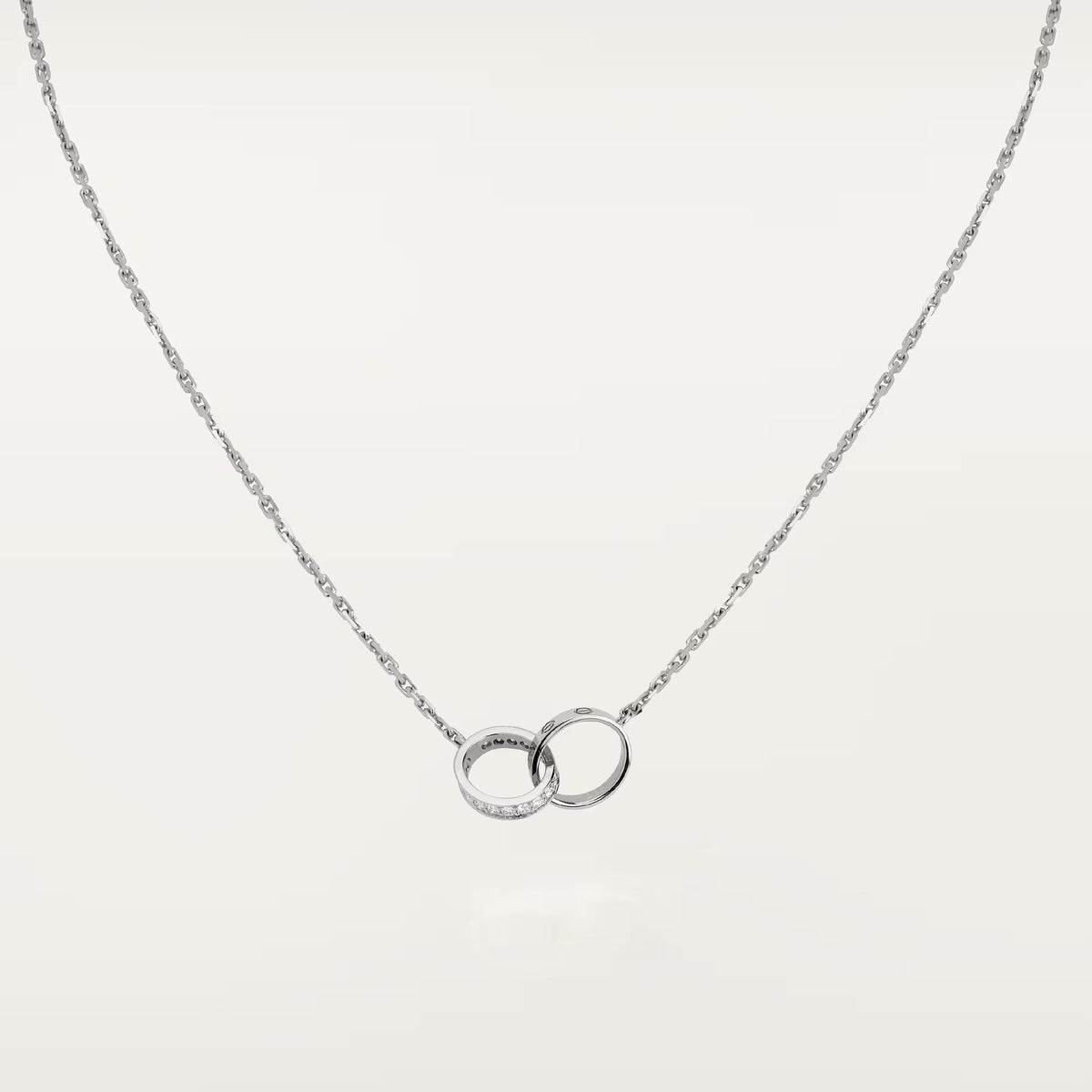 [AURORA]LOVE DOUBLE RING HALF DIAMOND NECKLACE