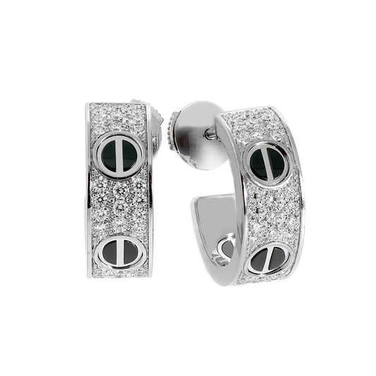 [AURORA]LOVE CERAMIC DIAMOND PAVED SILVER EARRINGS