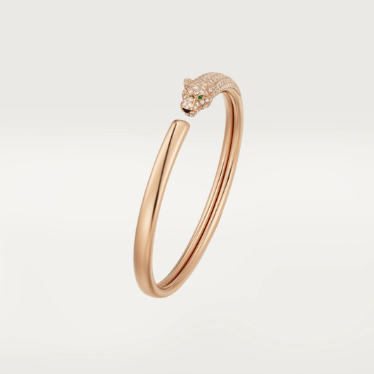 [AURORA]PANTHERE ROSE GOLD DIAMOND OPEN BRACELET
