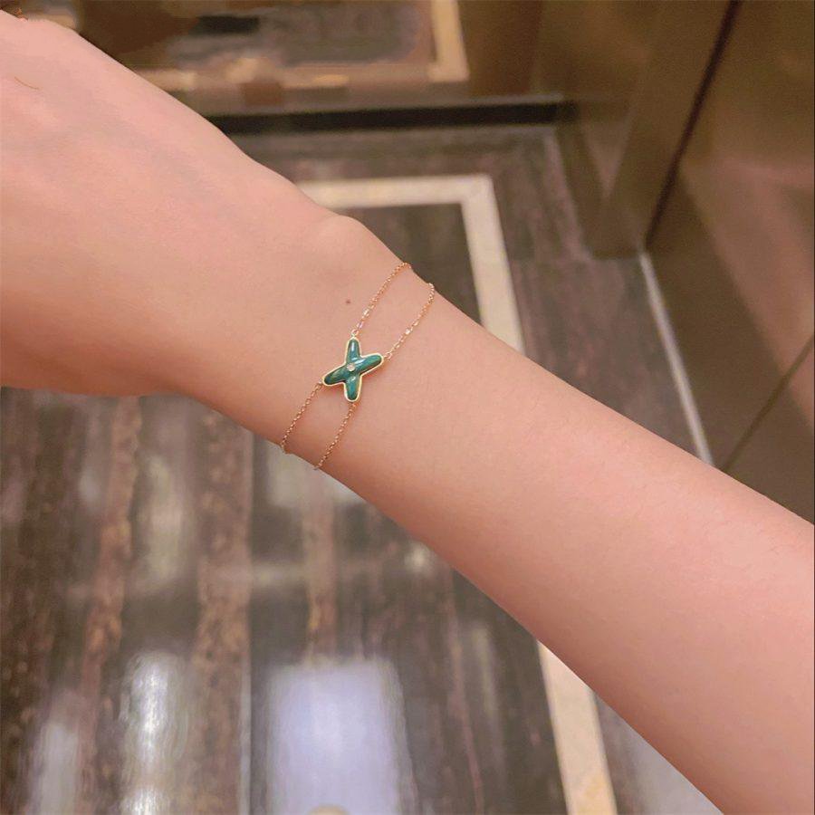 [AURORA]JEUX BRACELET MALACHITE PINK GOLD 1 DIAMOND