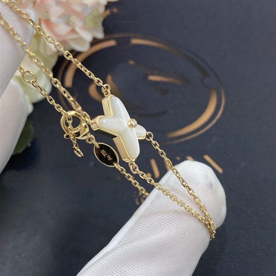 [AURORA]JEUX ARMBAND WEISSES MOP GOLD 1 DIAMANT