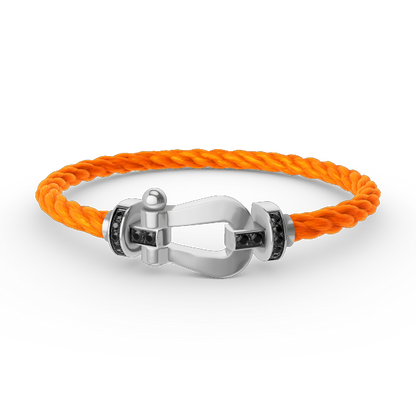 [AURORA]FORCE LARGE HORSESHOE BLACK DIAMOND BRACELET SILVER