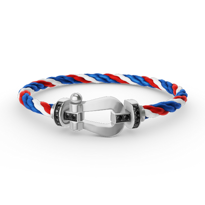 [AURORA]FORCE LARGE HORSESHOE BLACK DIAMOND BRACELET SILVER