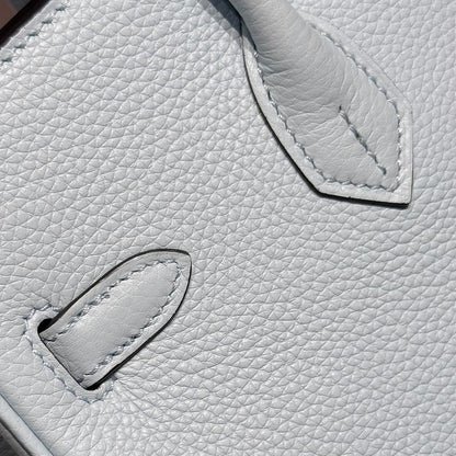 HERMES 25S MEDIUM BIRKIN 25 IN CLOUD BLUE CALFSKIN SILVER HARDWARE
