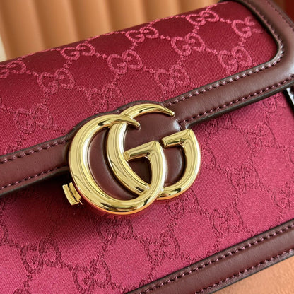 GO SMALL SHOULDER BAG 21.5 IN ROSSO ANCORA RED GG CANVAS