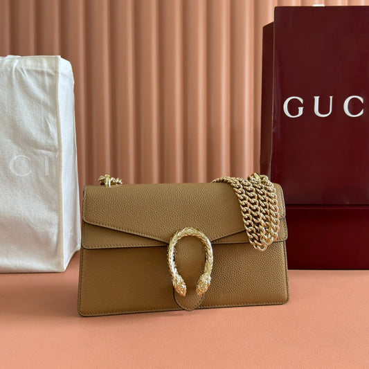 GUCCI 25S DIONYSUS WALLET 28 IN SAND BROWN CALFSKIN