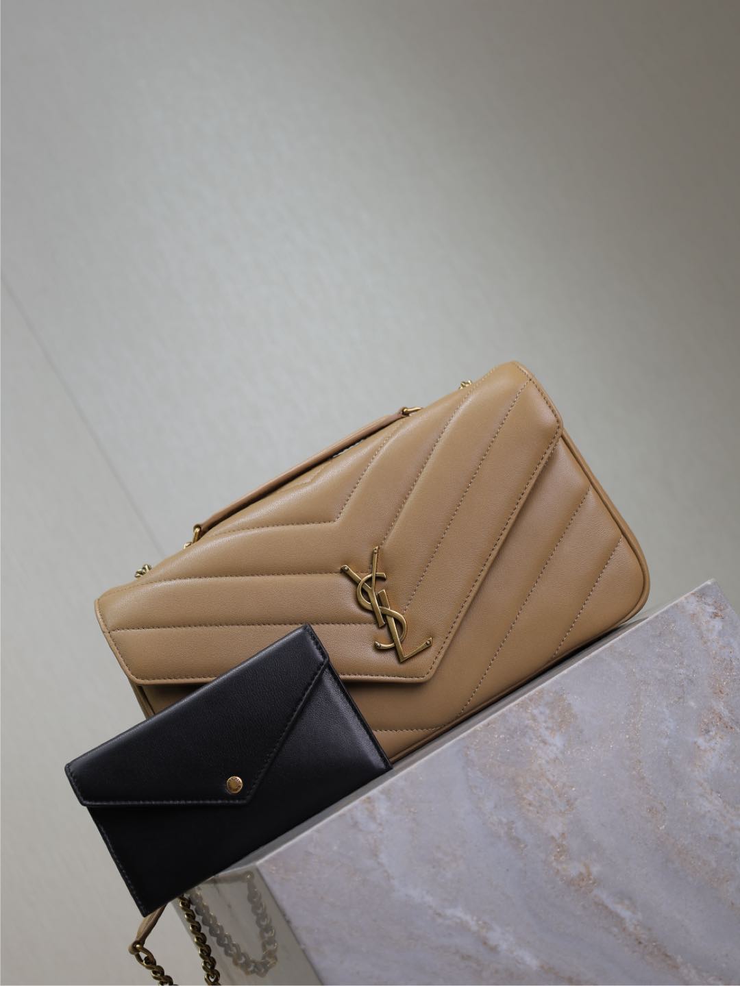 LOULOU MEDIUM 29 IN MILK TEA SHEEPSKIN GOLD HARDWARE