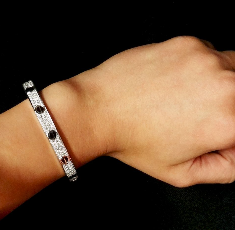 [AURORA]LOVE BRACELET 6.1MM DIAMOND-PAVED CERAMIC