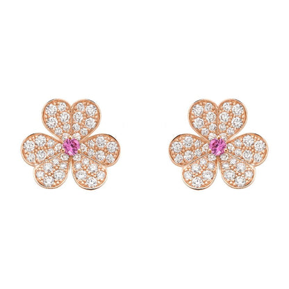[basloveJW]フリヴォル ピンクゴールド フラワー ダイヤモンド イヤリング
